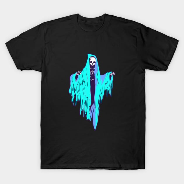 Blue Halloween Skeleton T-Shirt by Hssinou